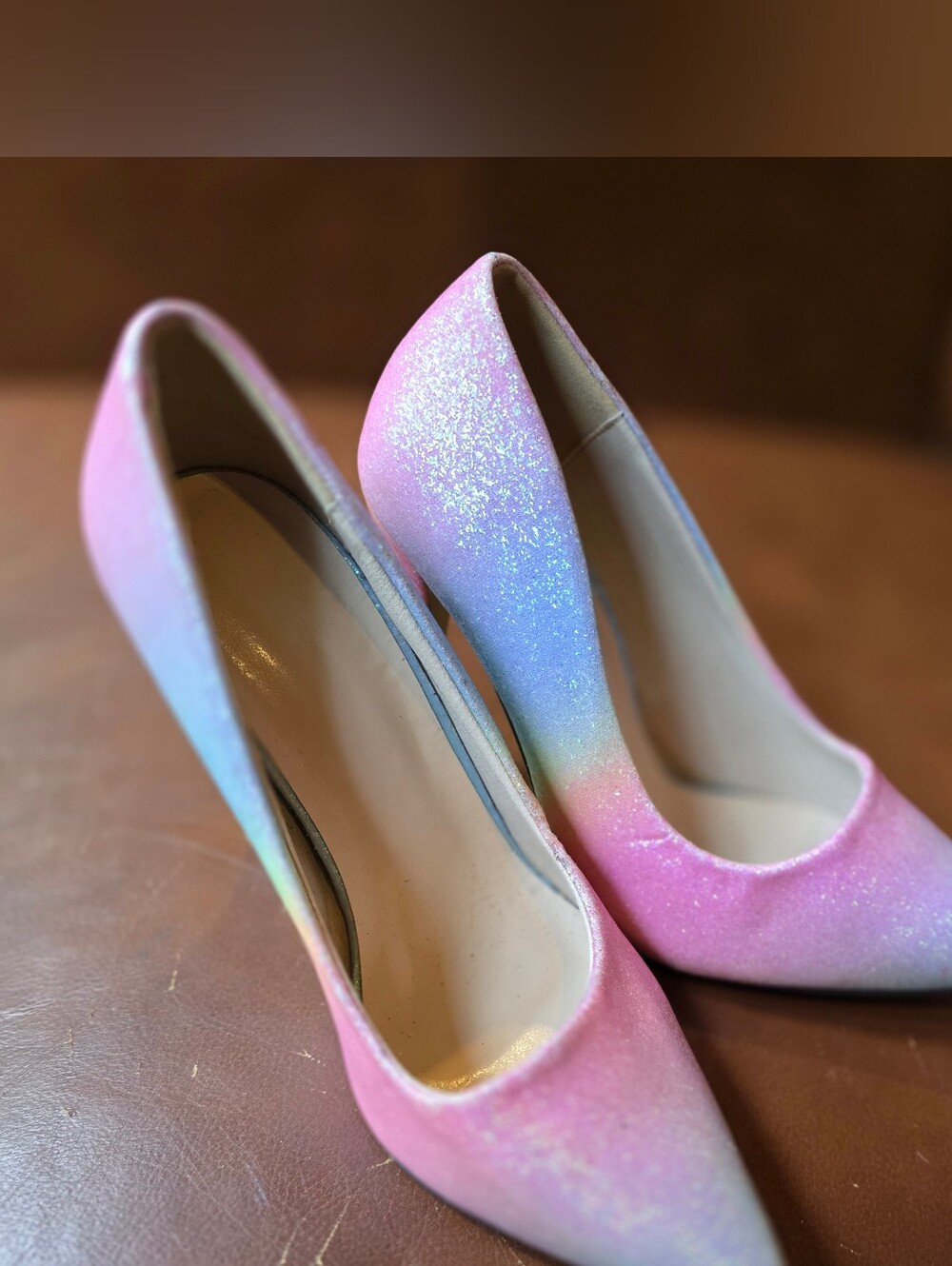 Source Unknown Iridescent Pink Rainbow Glitter Stiletto Pumps - Picture 12 of 12